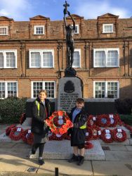 Placing a wreath at the cenotaph