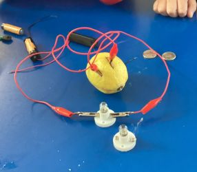 A circuit using a lemon as a power source