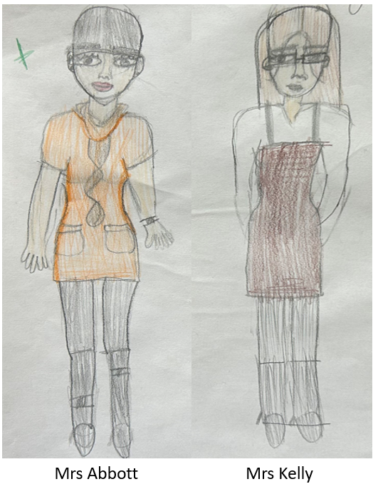 Mrs Kelly and Mrs Abbott Drawn By Pupils 